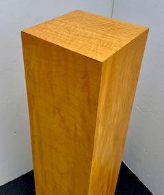 Tall Square Mid-Century Modern Burl Wood Pedestal