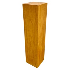 Tall Square Mid-Century Modern Burl Wood Pedestal