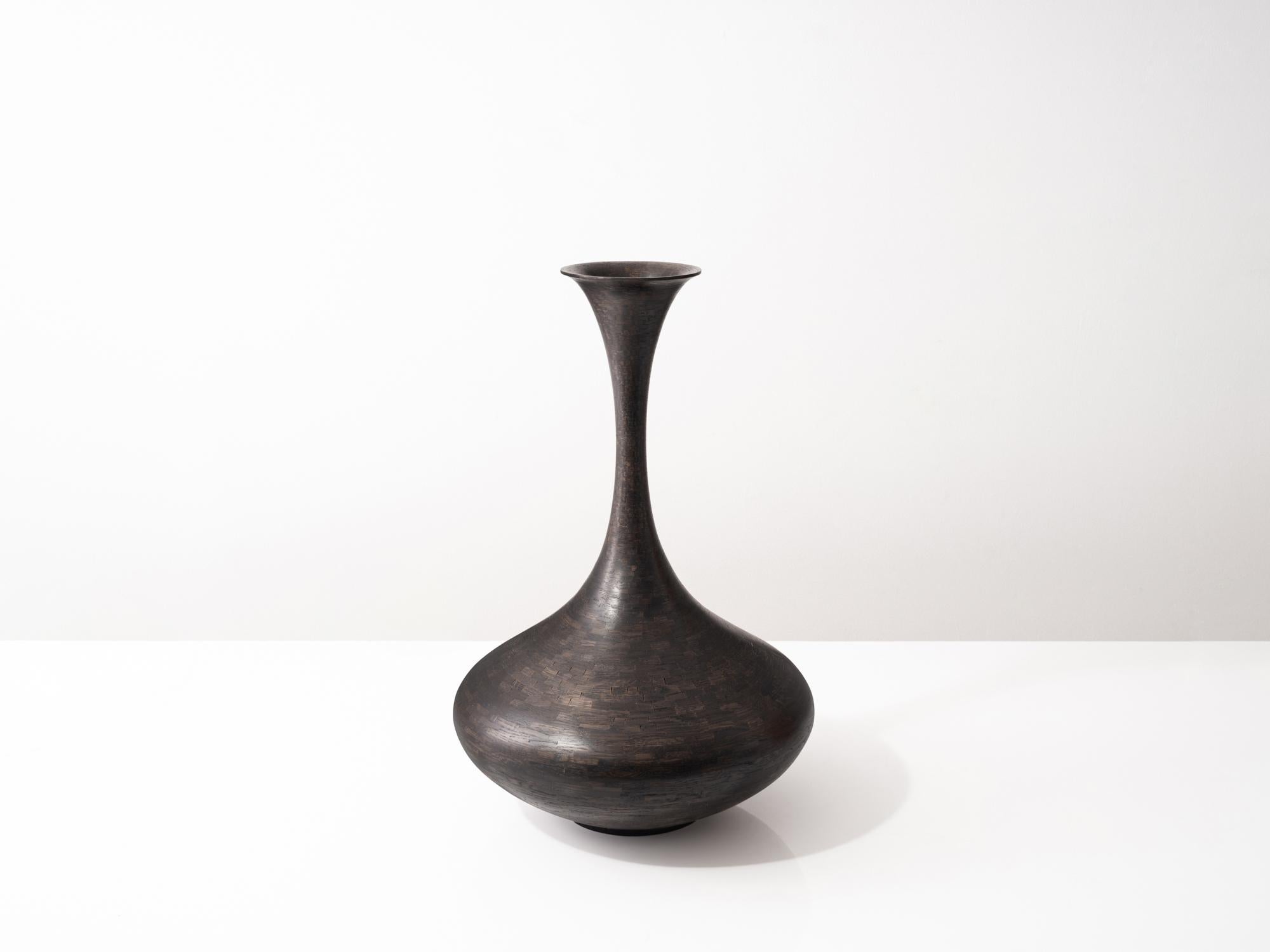 Modern Tall STACKED Ebonized Oak Vessel by Richard Haining, Available Now For Sale