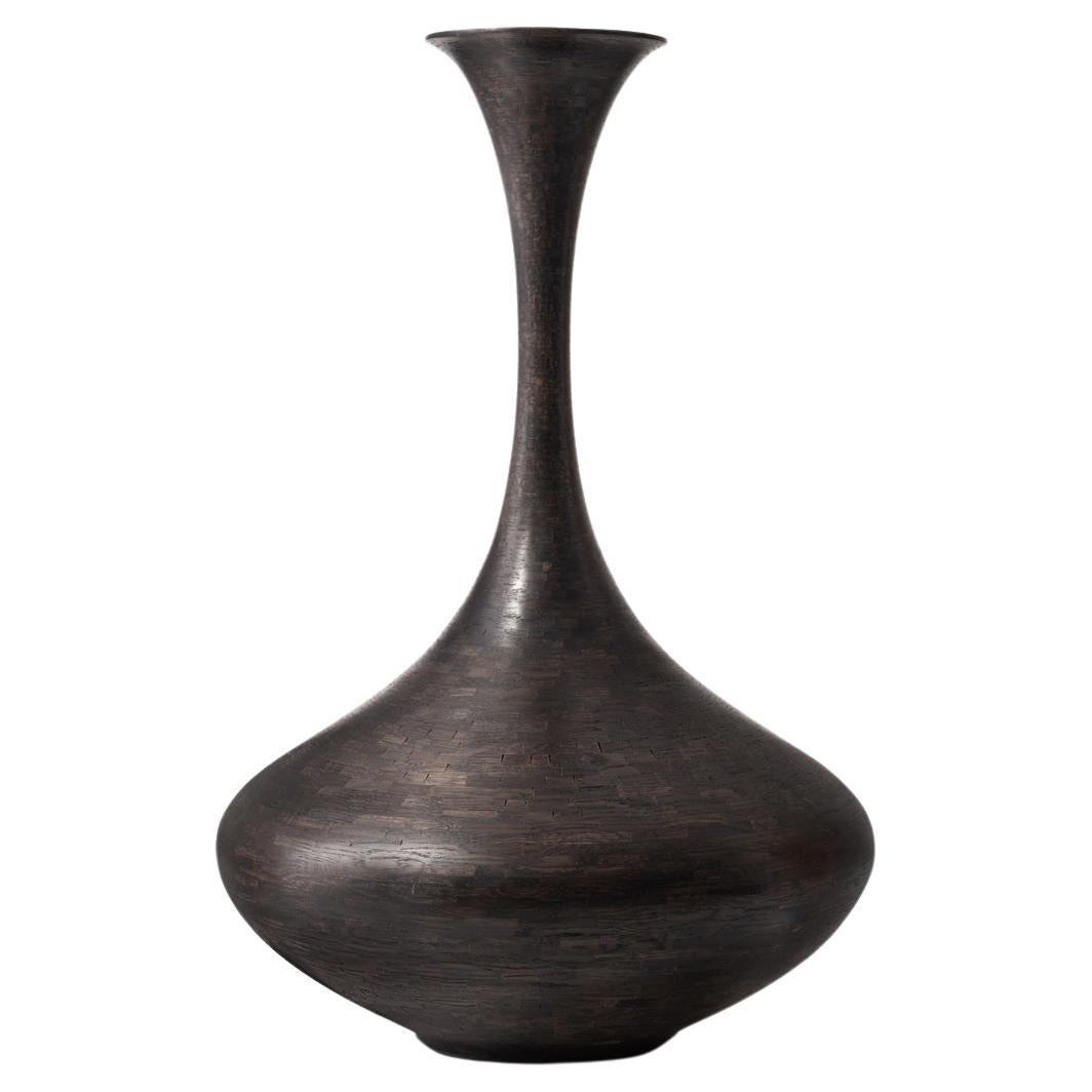 Tall STACKED Ebonized Oak Vessel by Richard Haining, Available Now