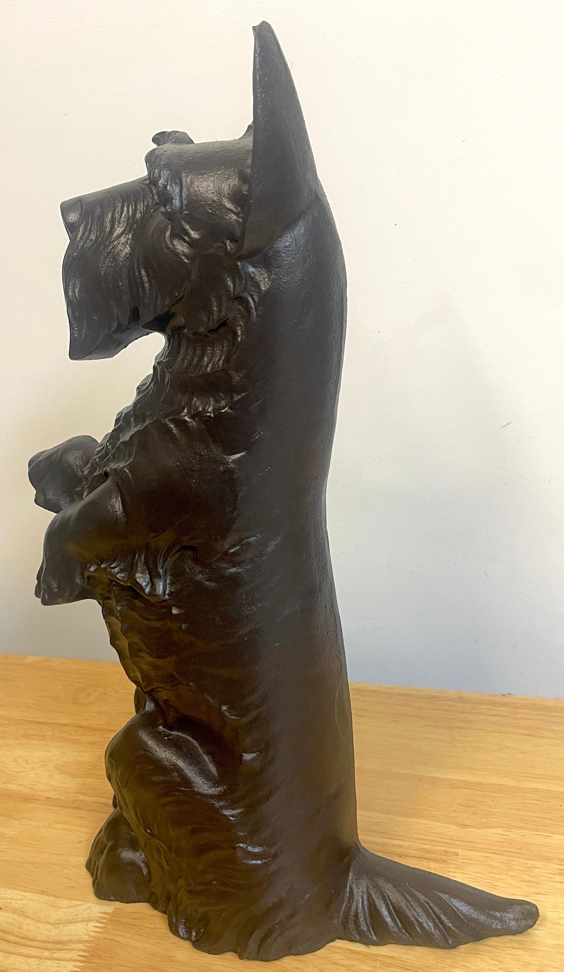 Painted Tall Standing Black Scottish Terrier Doorstop For Sale