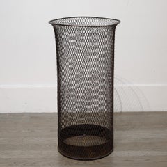 Tall Steel Mesh Waste Basket, circa 1920
