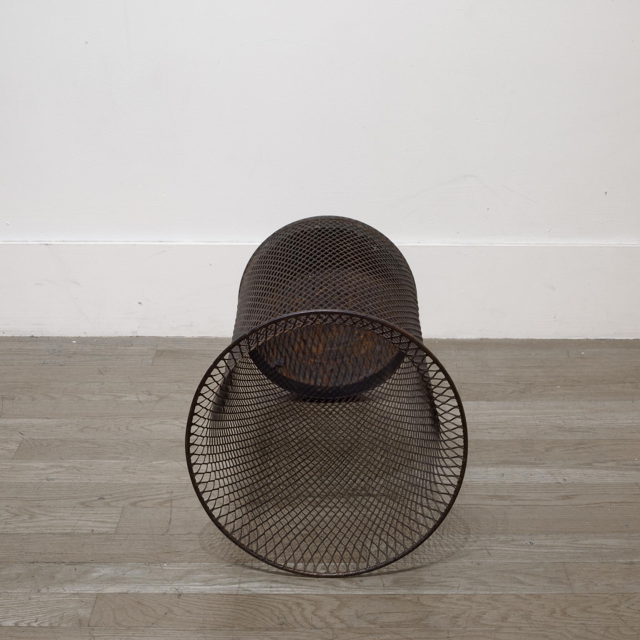 Tall Steel Mesh Waste Basket, circa 1920 In Good Condition In San Francisco, CA