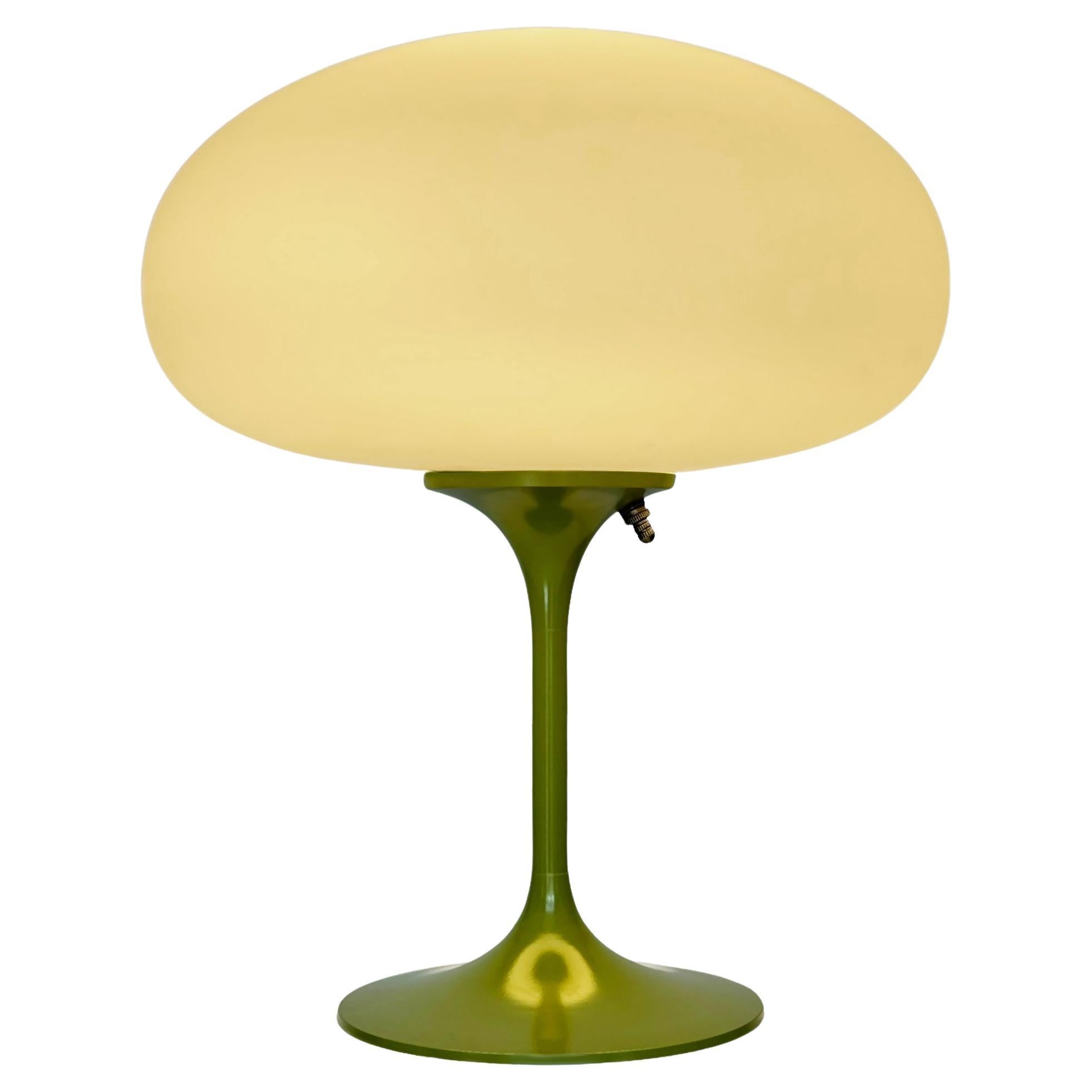 Tall Stemlite Table Lamp by Designline in Avocado Green with White Frosted Shade