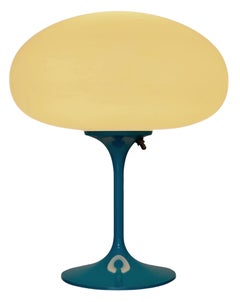 Tall Stemlite Table Lamp by Designline in Blue with White Frosted Glass Shade