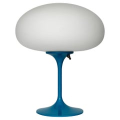 Tall Stemlite Table Lamp by Designline in Blue with White Frosted Glass Shade