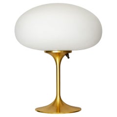 Tall Stemlite Table Lamp by Designline in Brass with White Frosted Shade