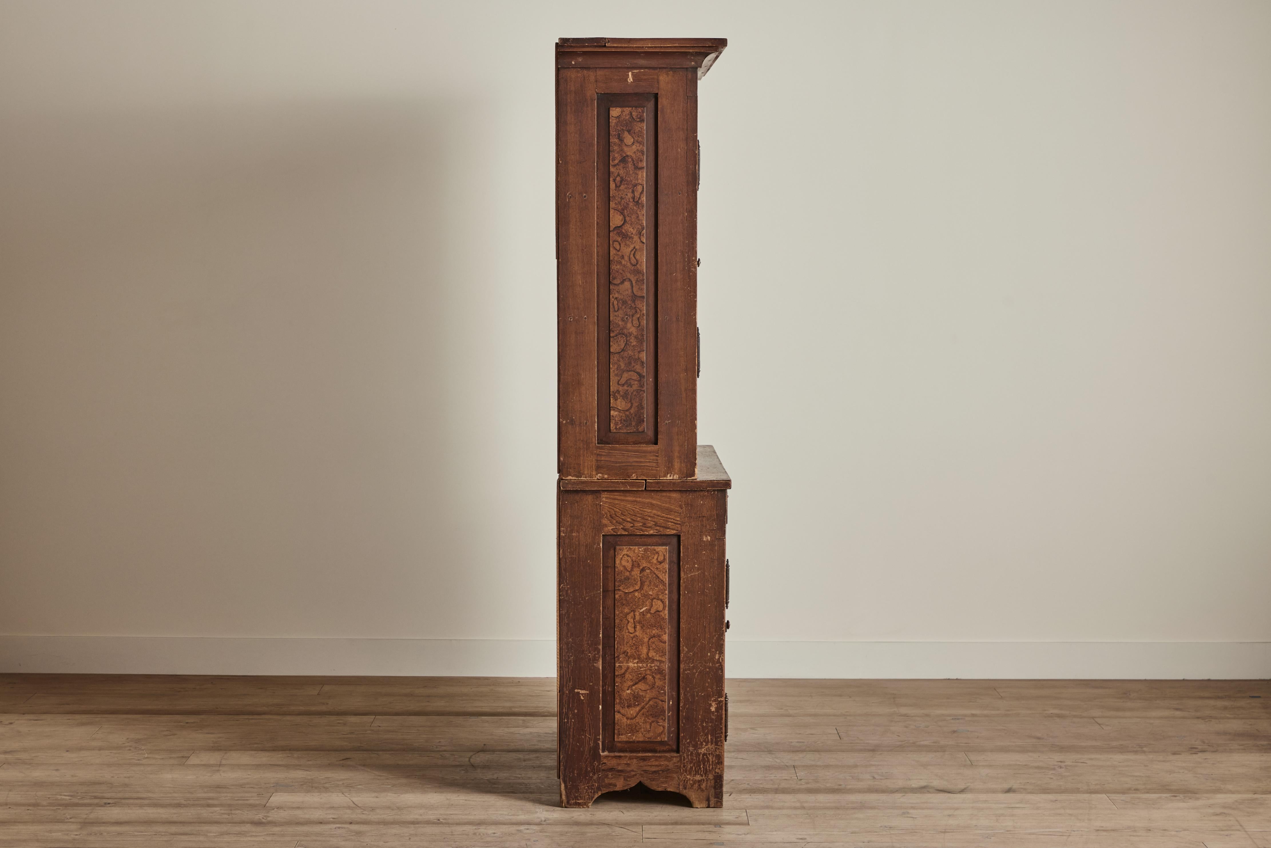 American Colonial Tall Stepback Cupboard  For Sale
