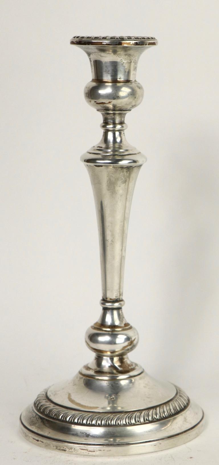 American Classical Tall Sterling Candlesticks by Preisner For Sale