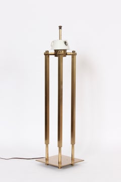 Tall Stiffel Tommi Parzinger Style Brass Four Column Table Lamp