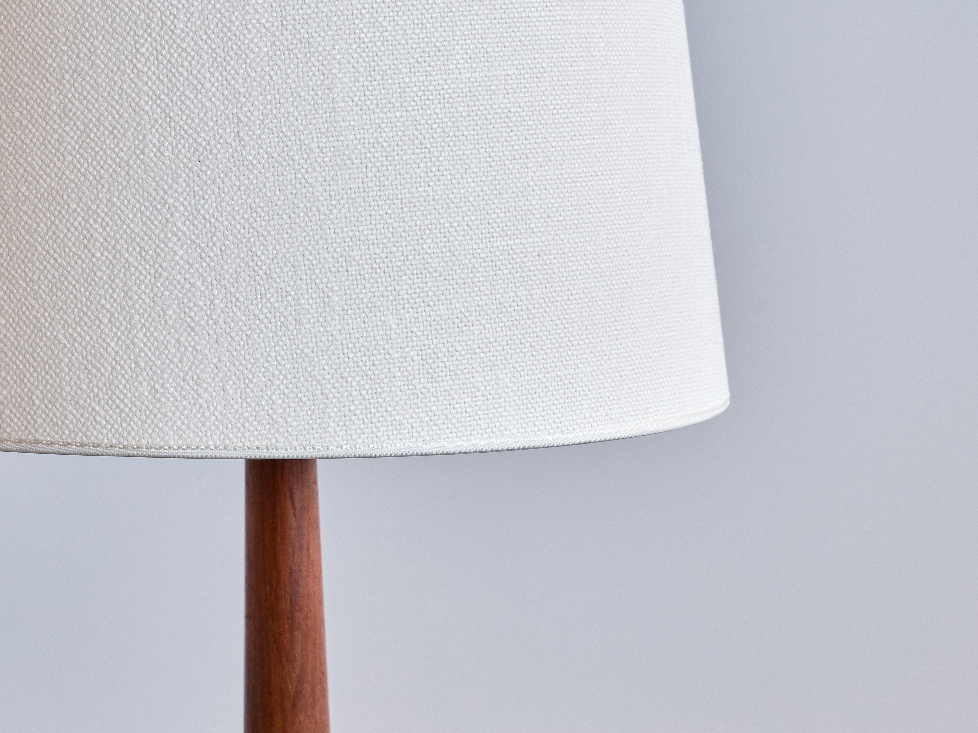 Fabric Tall Stilarmatur Tranås Table Lamp in Teak Wood with Cone Shade, Sweden, 1960s For Sale