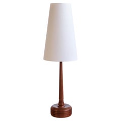 Tall Stilarmatur Tranås Table Lamp in Teak Wood with Cone Shade, Sweden, 1960s