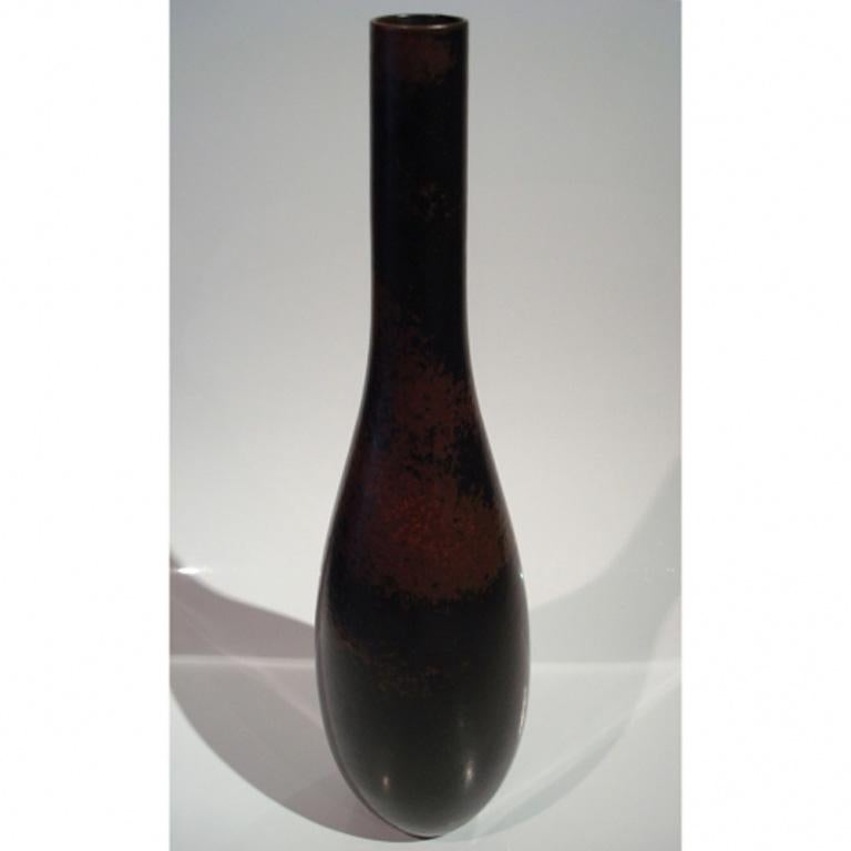 Turned Tall stoneware vase by Carl Harry Stalhane, 1950 For Sale