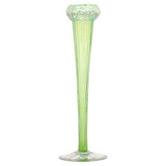 Grand vase à rayures vertes Vaseline Glass Lily