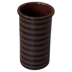 Tall Striped Brown and Black Mid-Century Vase by Croff, Italy