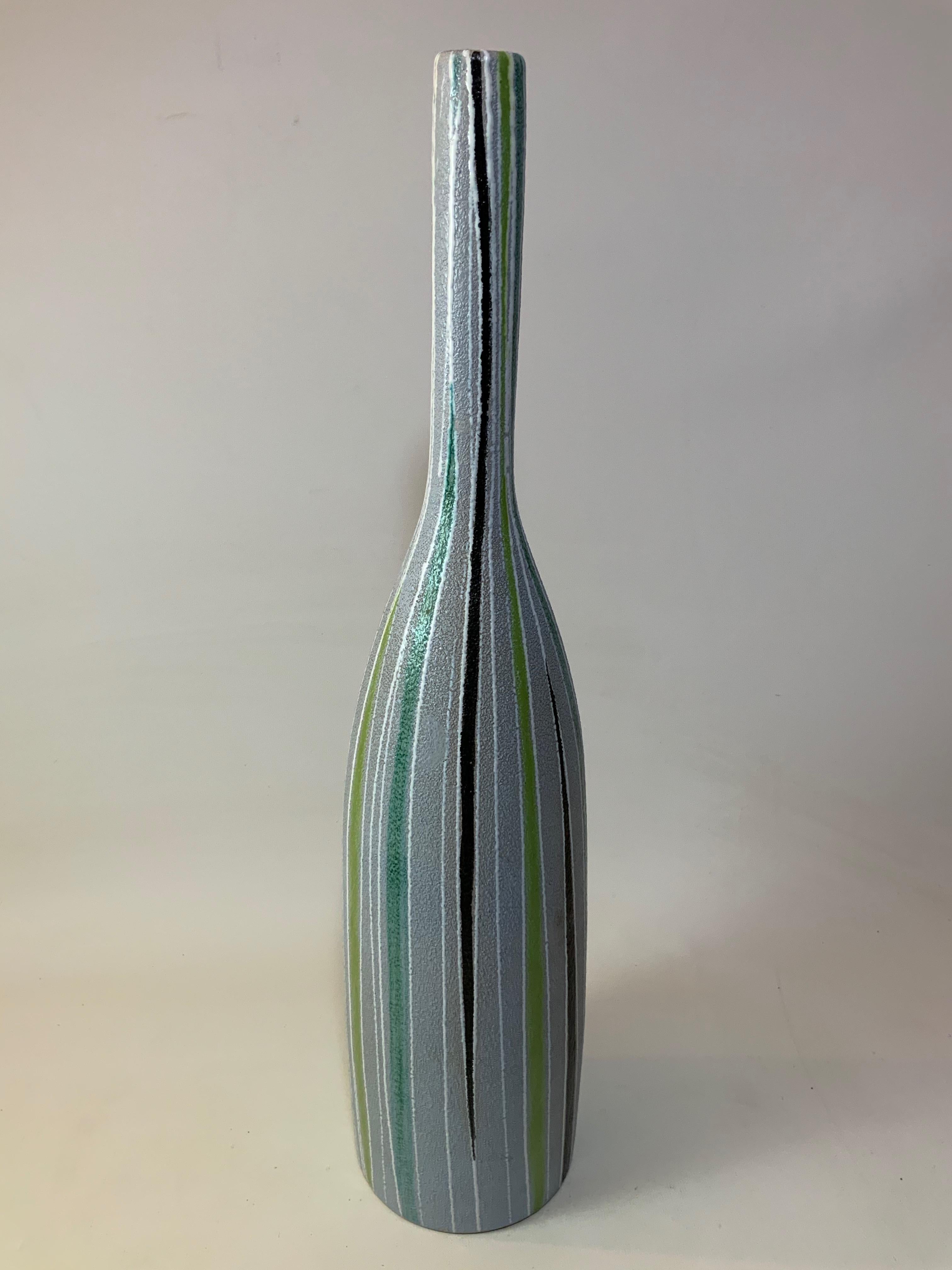 Mid-Century Modern Tall Striped Fratelli Fanciullacci for Raymor Art Pottery Vase