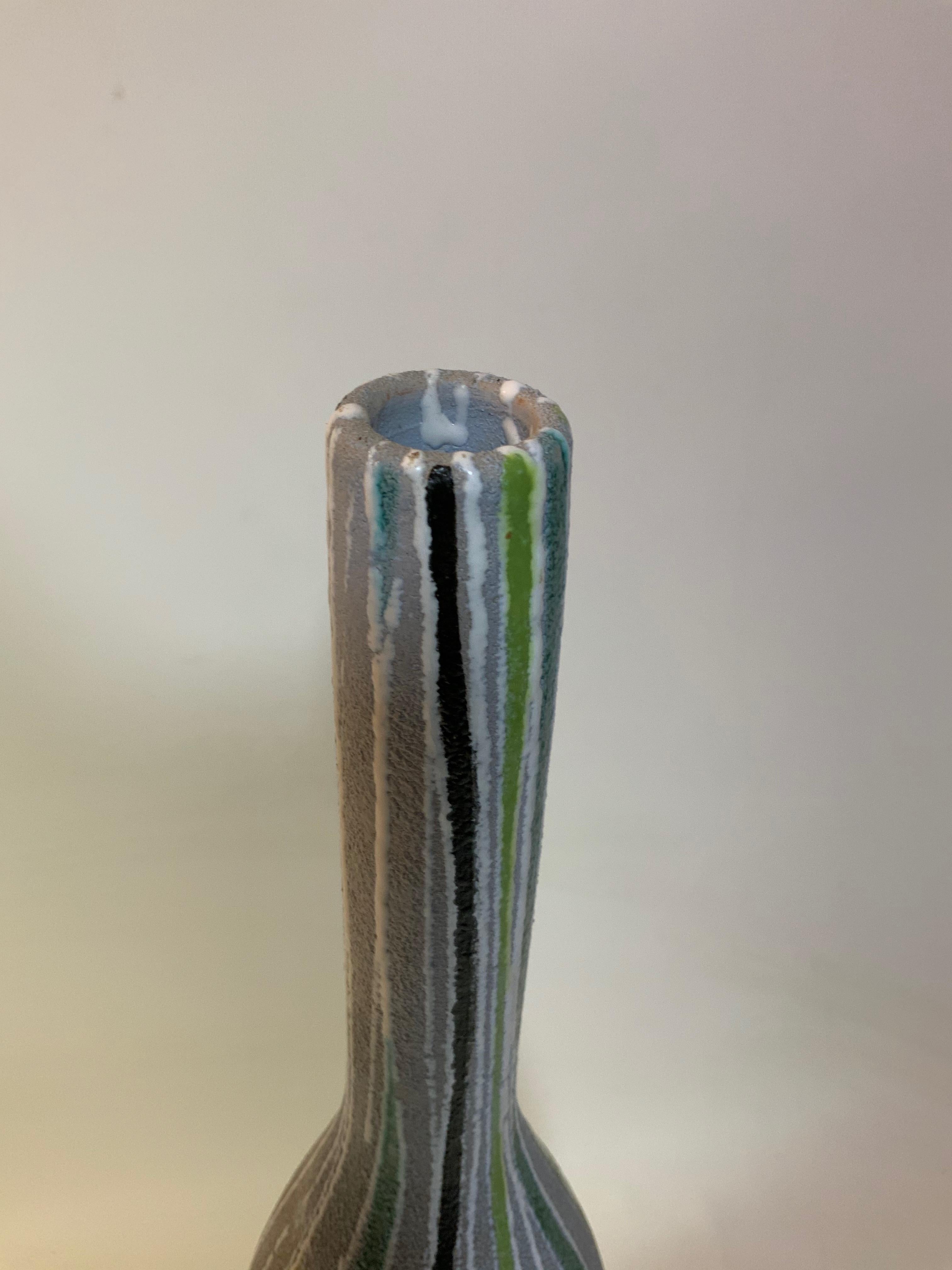 Tall Striped Fratelli Fanciullacci for Raymor Art Pottery Vase In Good Condition In Garnerville, NY