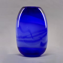 Tall Studio Art Glass Signed Cobalt Vase