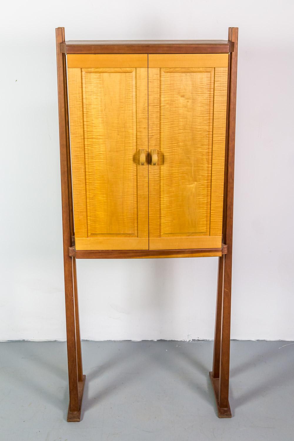 Glass Studio Cabinet in Wood by American Craftsman Mike Bartell For Sale