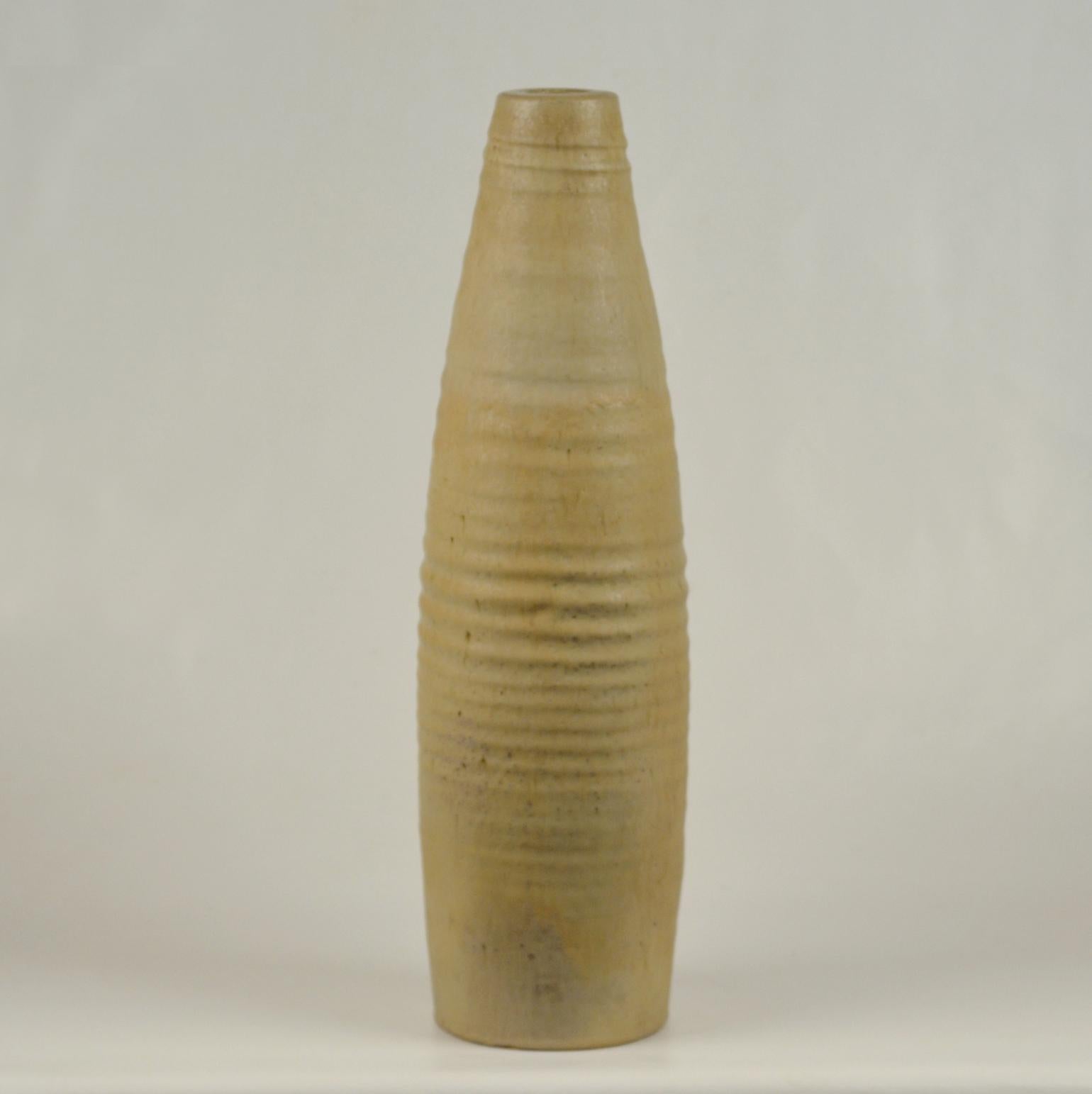 European Tall Studio Pottery 1960's Earth Tone Vase  For Sale