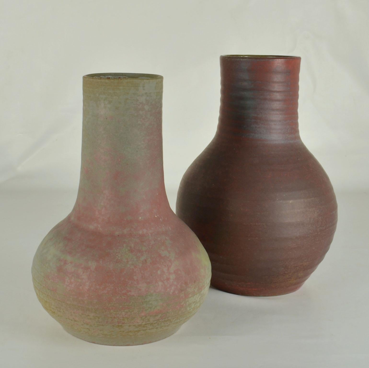 Mid-Century Modern Tall Studio Pottery Earth Tone Vases Dutch 1960's  For Sale