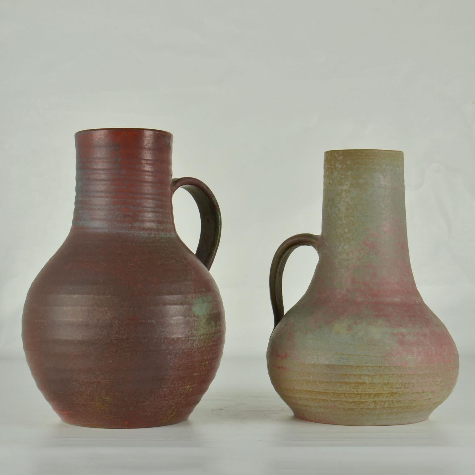 Tall Studio Pottery Earth Tone Vases Dutch 1960's  In Excellent Condition For Sale In London, GB