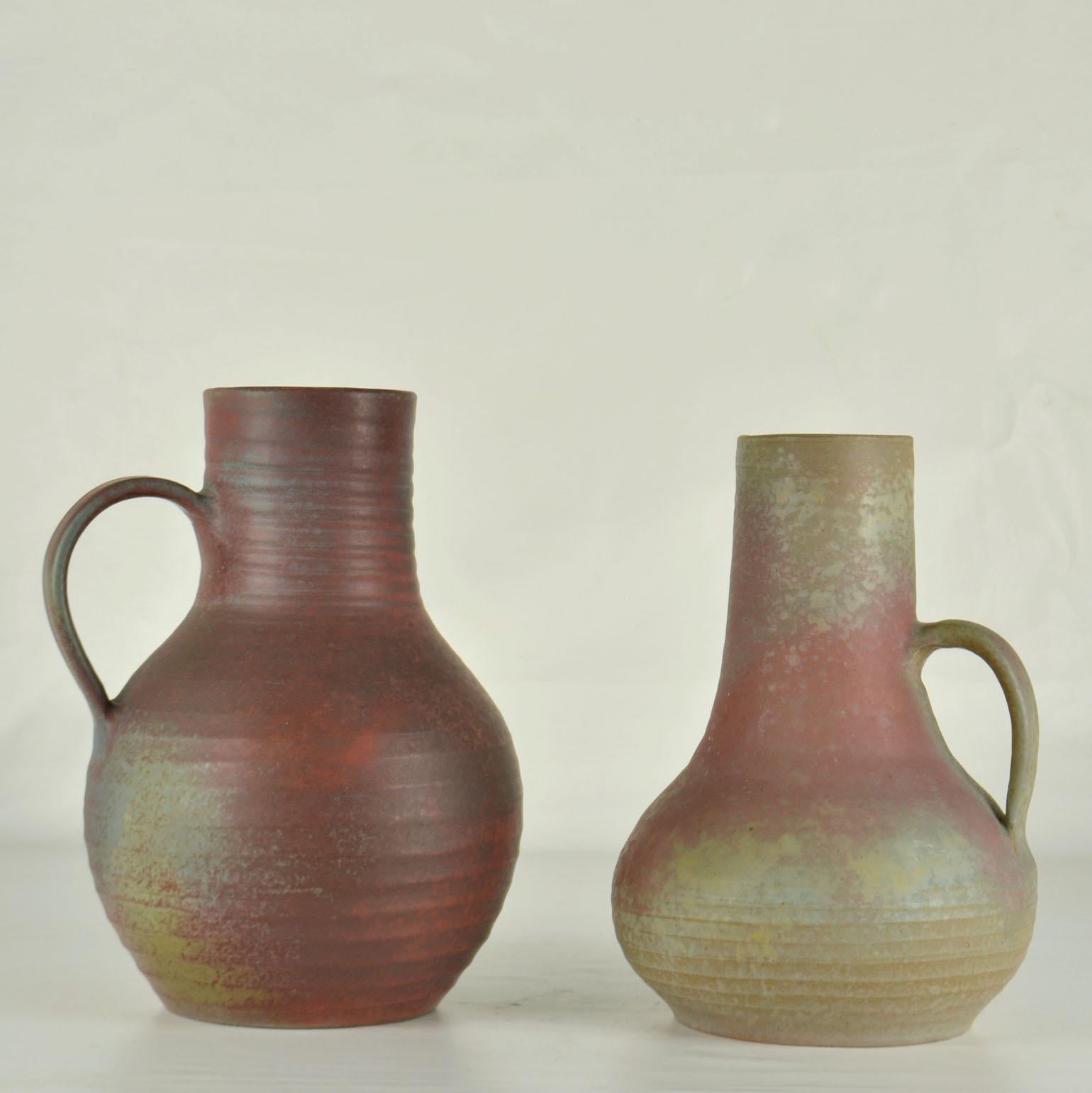Mid-20th Century Tall Studio Pottery Earth Tone Vases Dutch 1960's  For Sale
