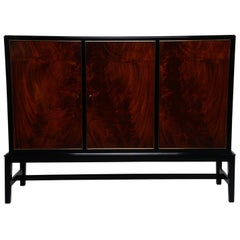 Tall Swedish Credenza with Crotch Mahogany and Ebonized Frame