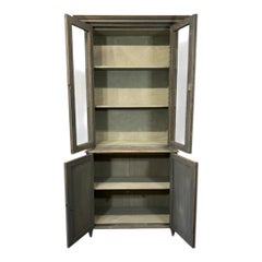 Tall Swedish Display cabinet in Dark Grey with Beautiful Patina