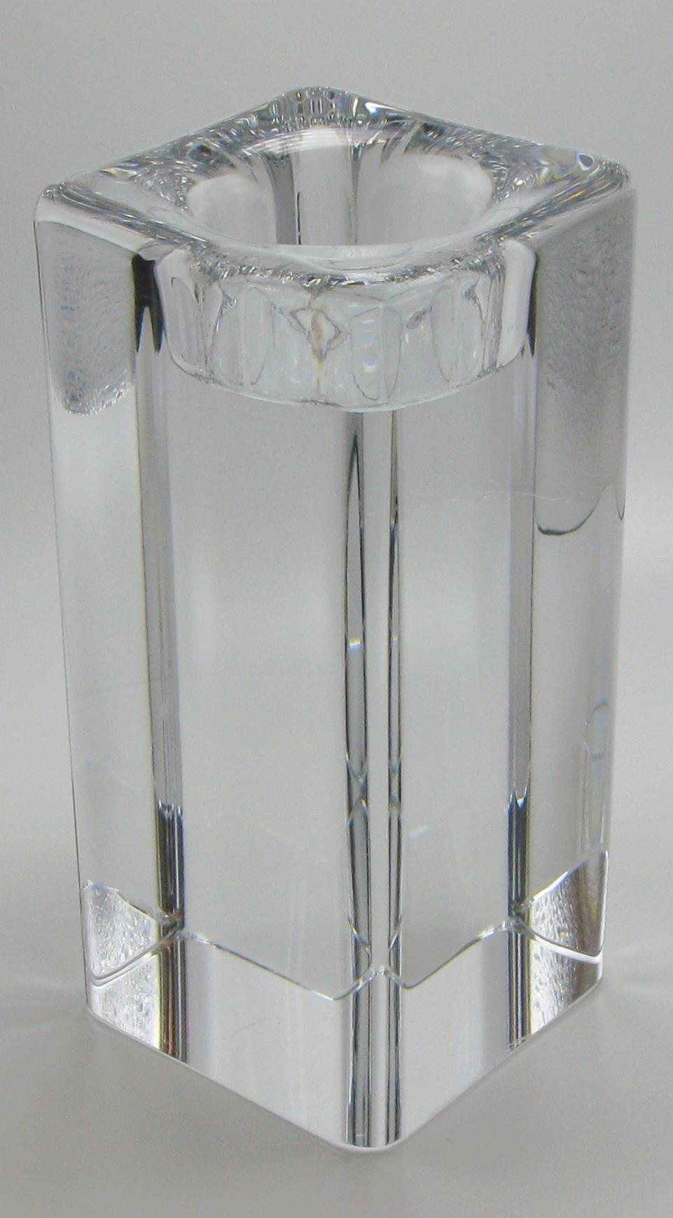 20th Century Tall Swedish Glass Block Candleholder by Goran Warff for Kosta Boda For Sale