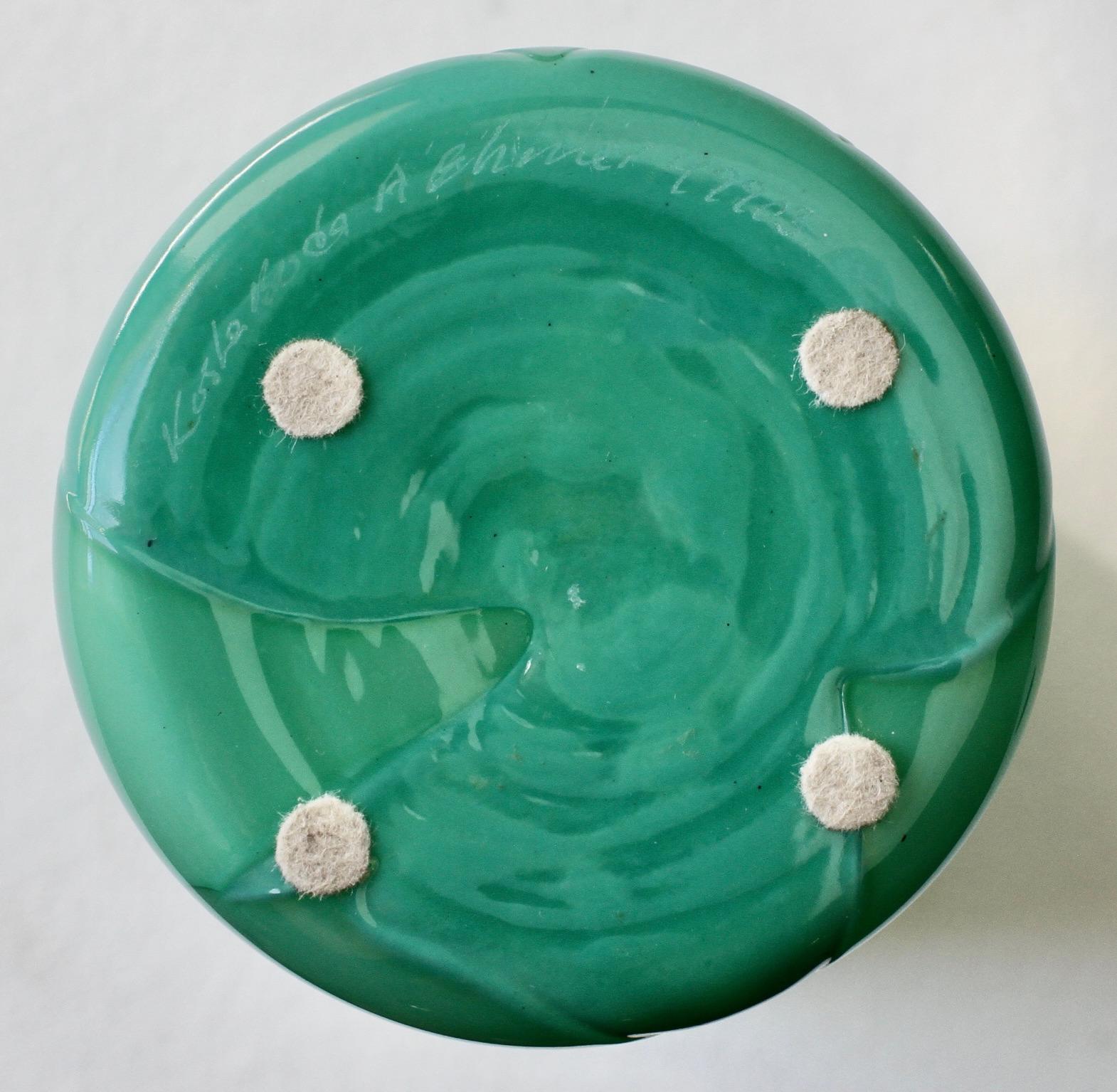 Tall Swedish Green 'Primavera' Glass Vase Signed Anna Ehrner for Kosta Boda 1999 For Sale 10