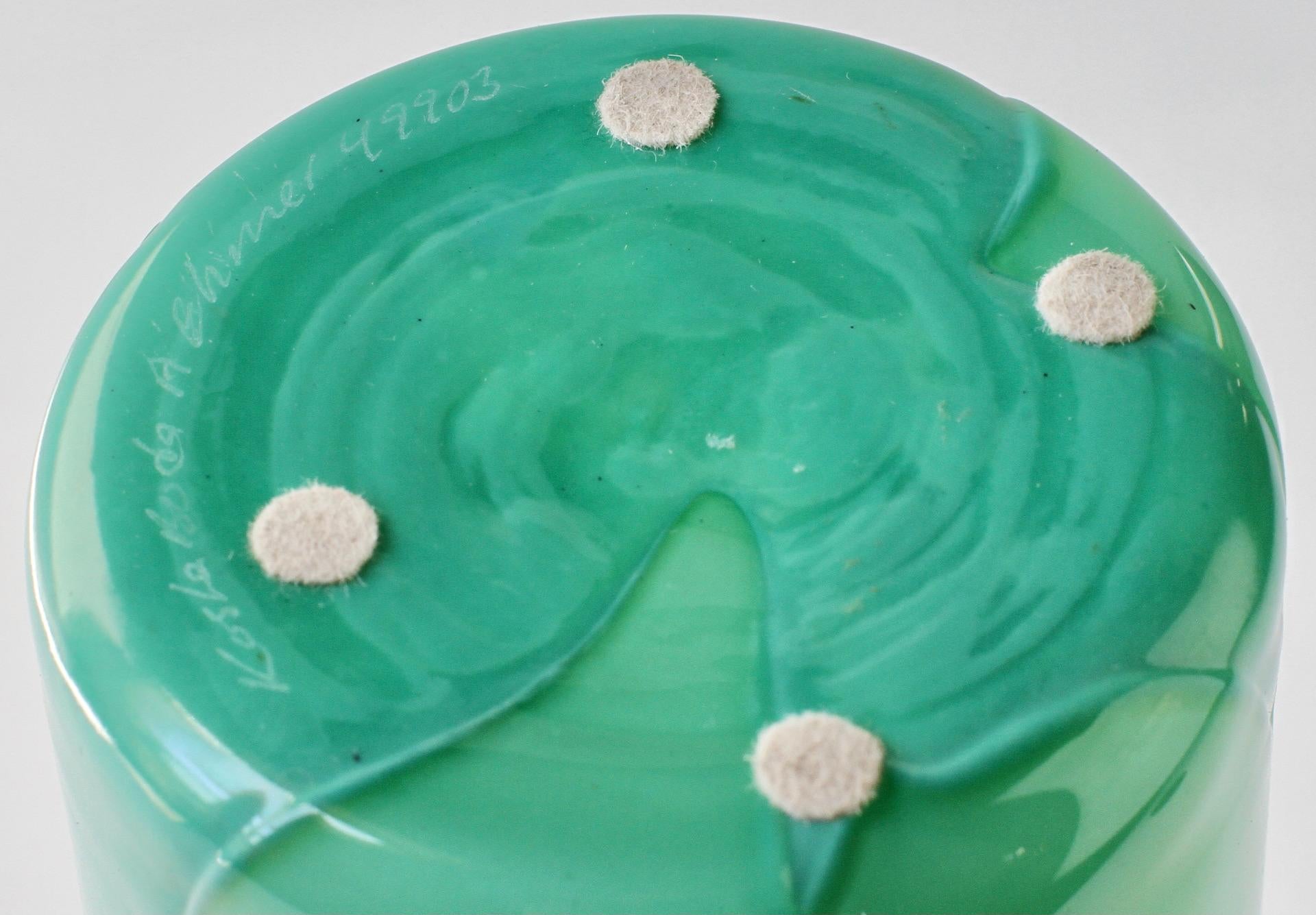 Tall Swedish Green 'Primavera' Glass Vase Signed Anna Ehrner for Kosta Boda 1999 For Sale 11