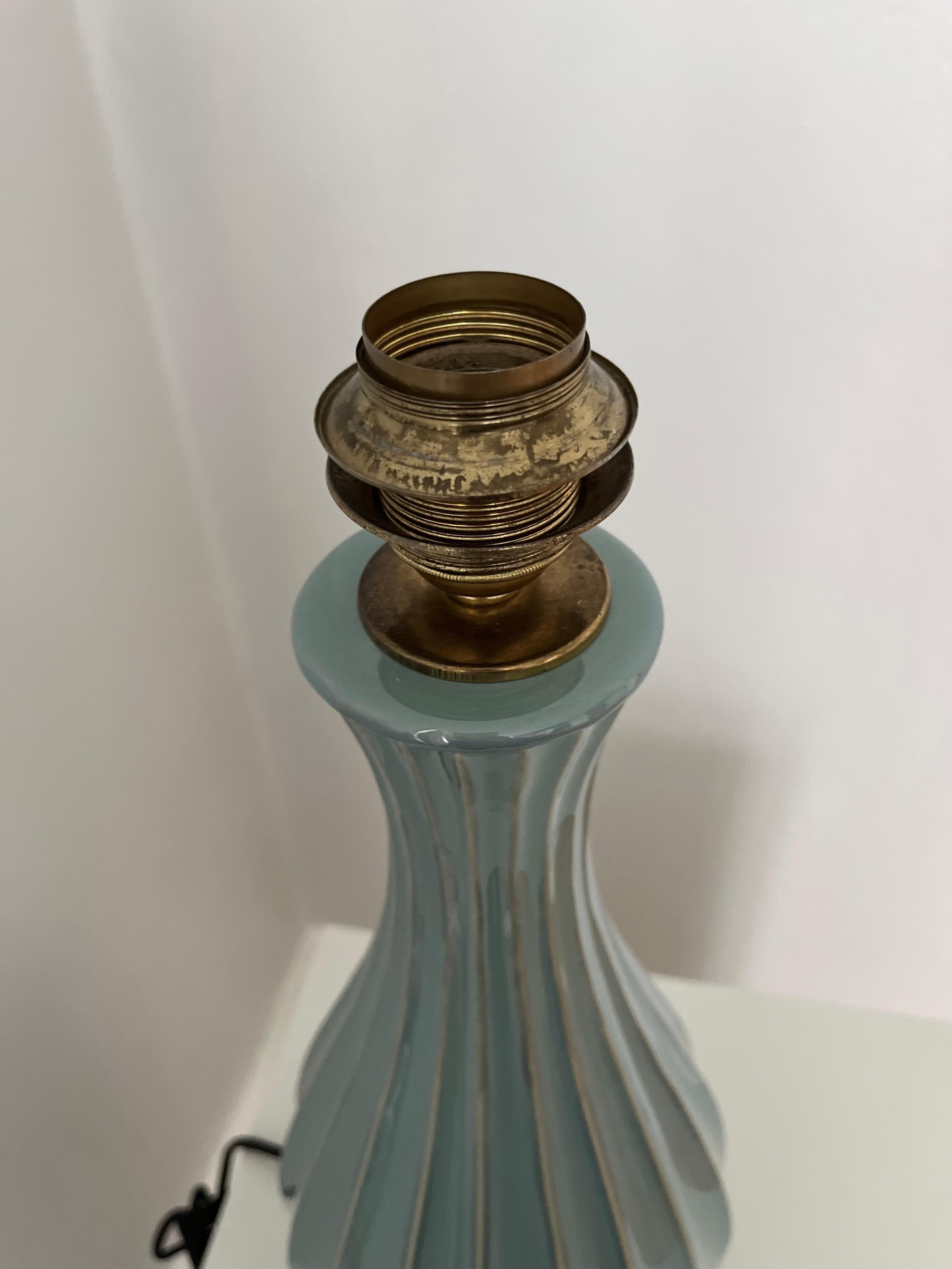 Tall Swedish Mid-Century fluted ceramic table lamp  3