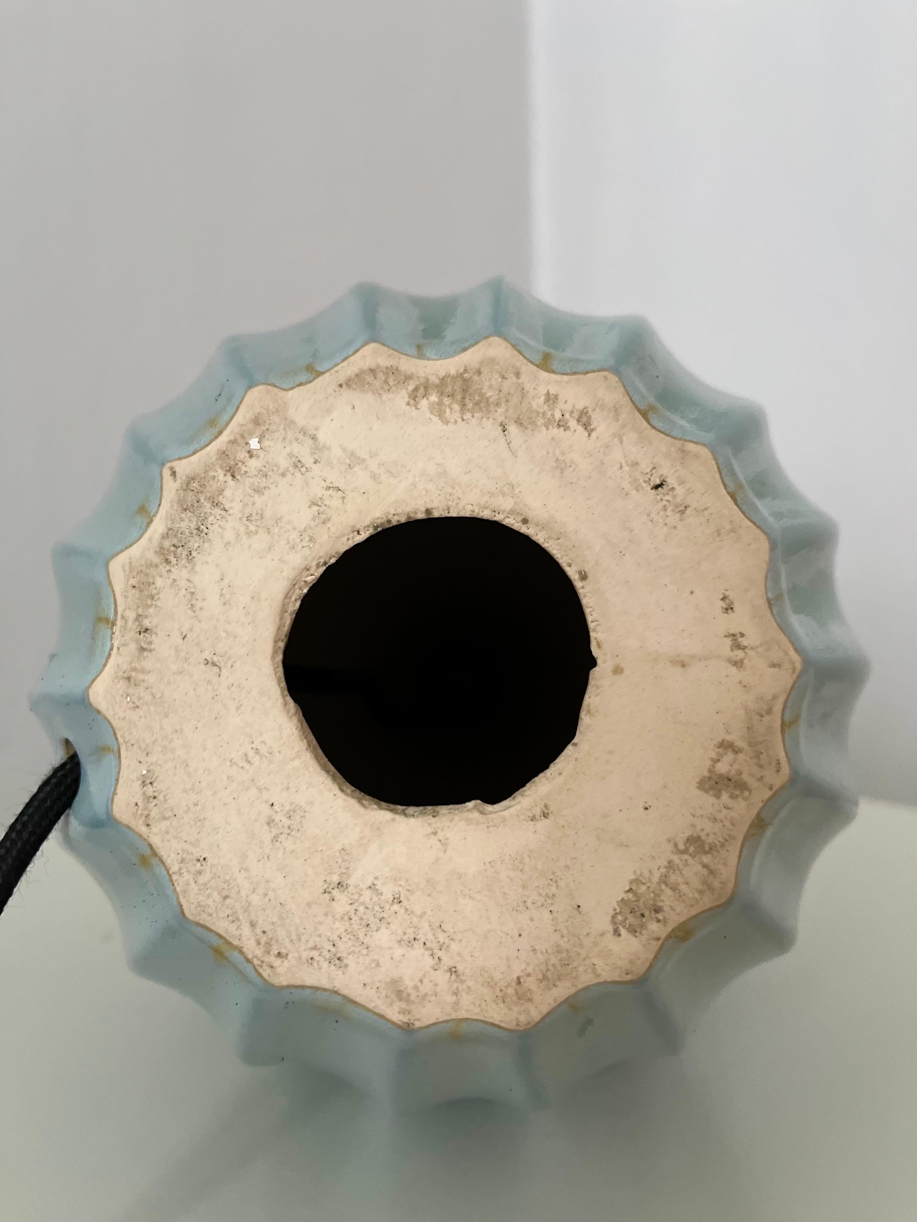 Tall Swedish Mid-Century fluted ceramic table lamp  9