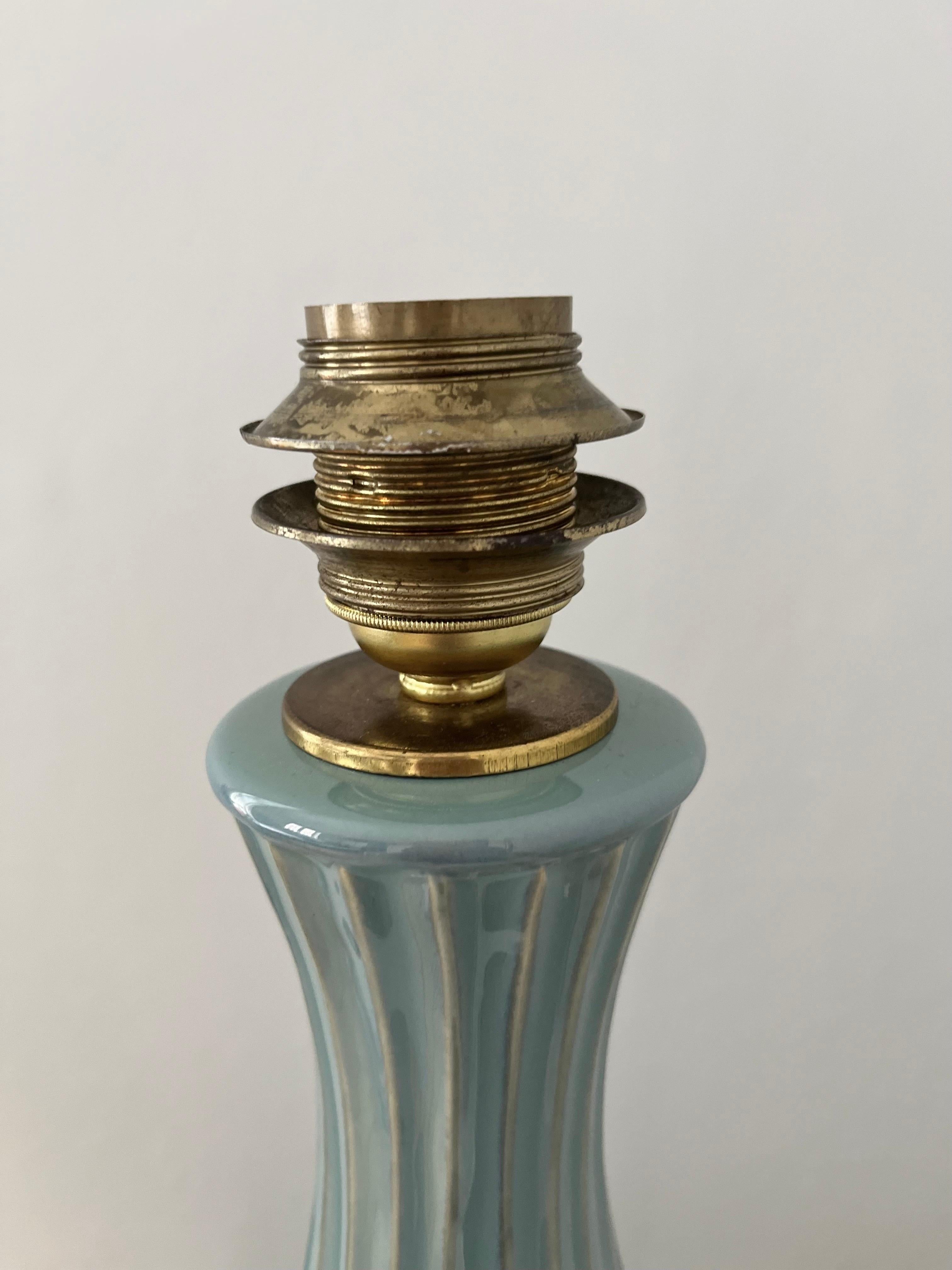 Tall Swedish Mid-Century fluted ceramic table lamp  15