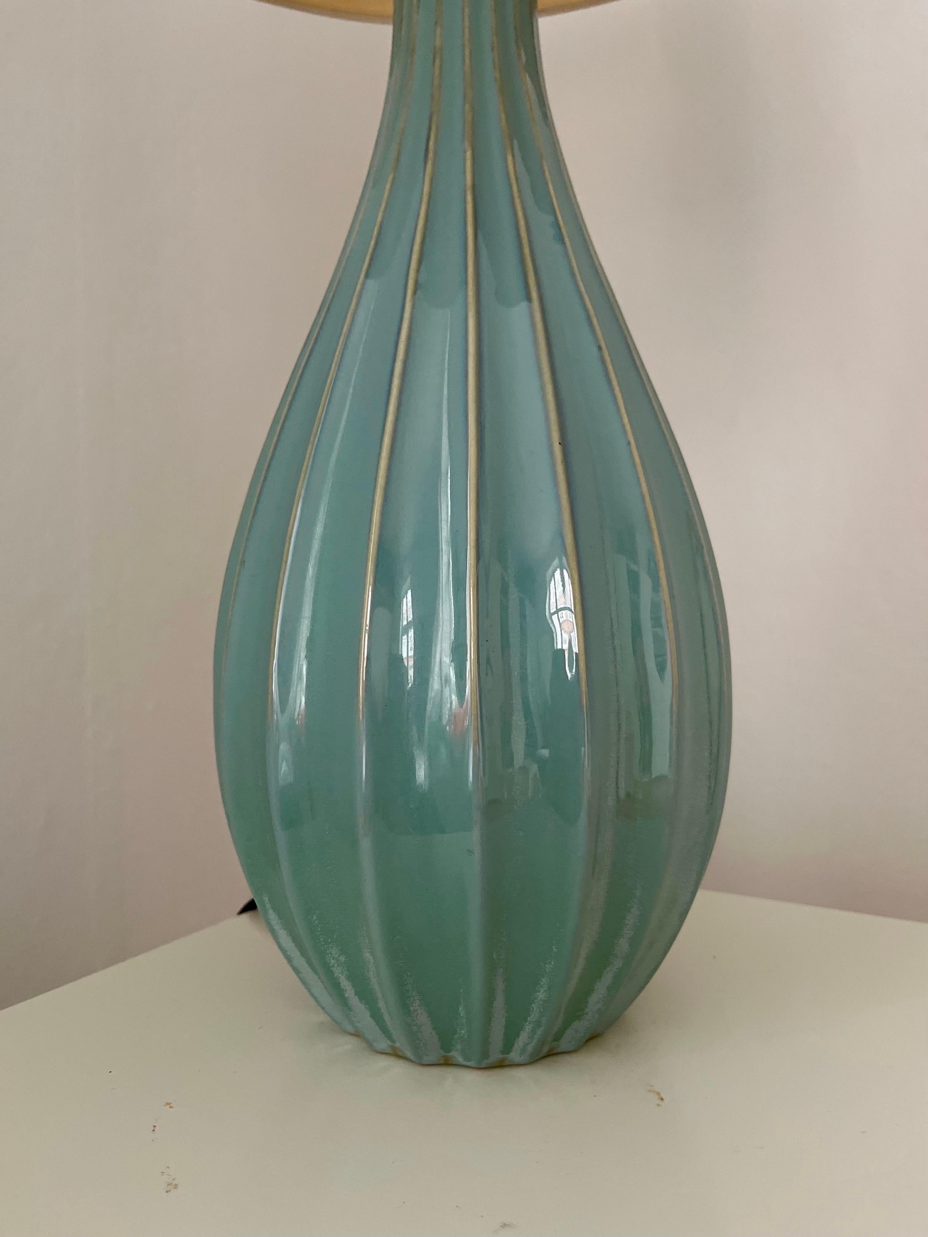 Tall Swedish Mid-Century fluted ceramic table lamp  24