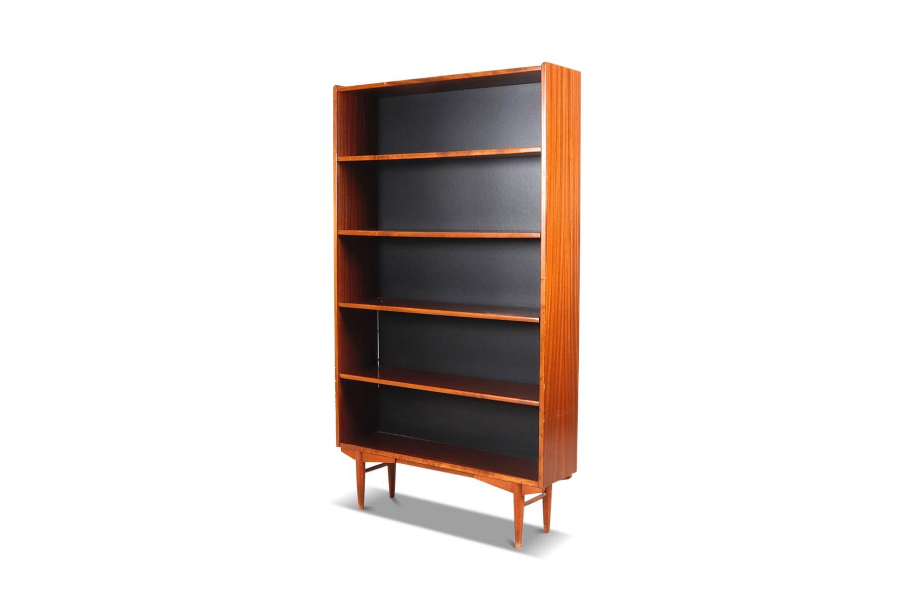 Tall Swedish Modern Narrow Bookcase in Mahogany In Good Condition For Sale In Berkeley, CA
