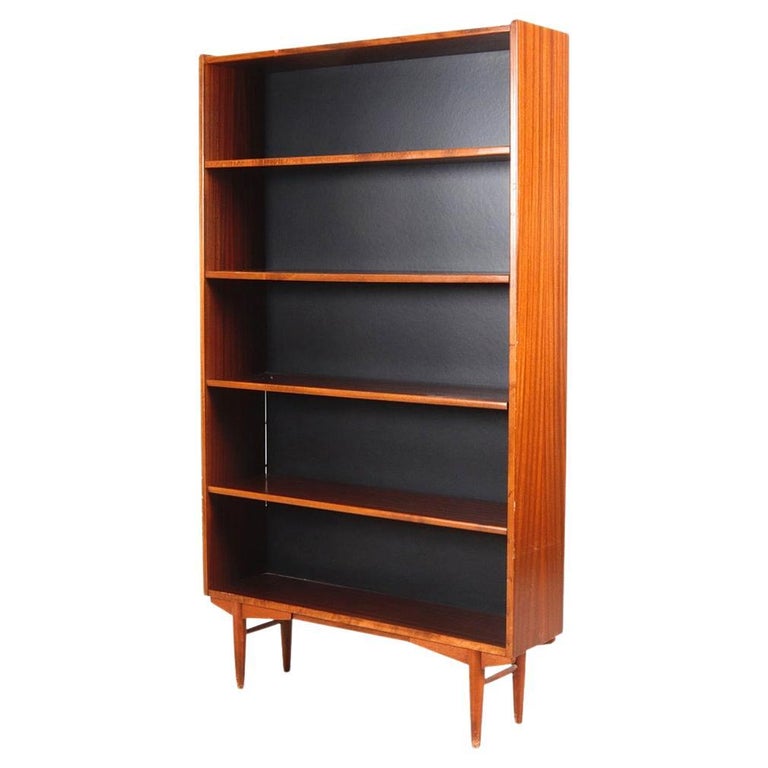 Tall Swedish Modern Narrow Bookcase in Mahogany For Sale at 1stDibs