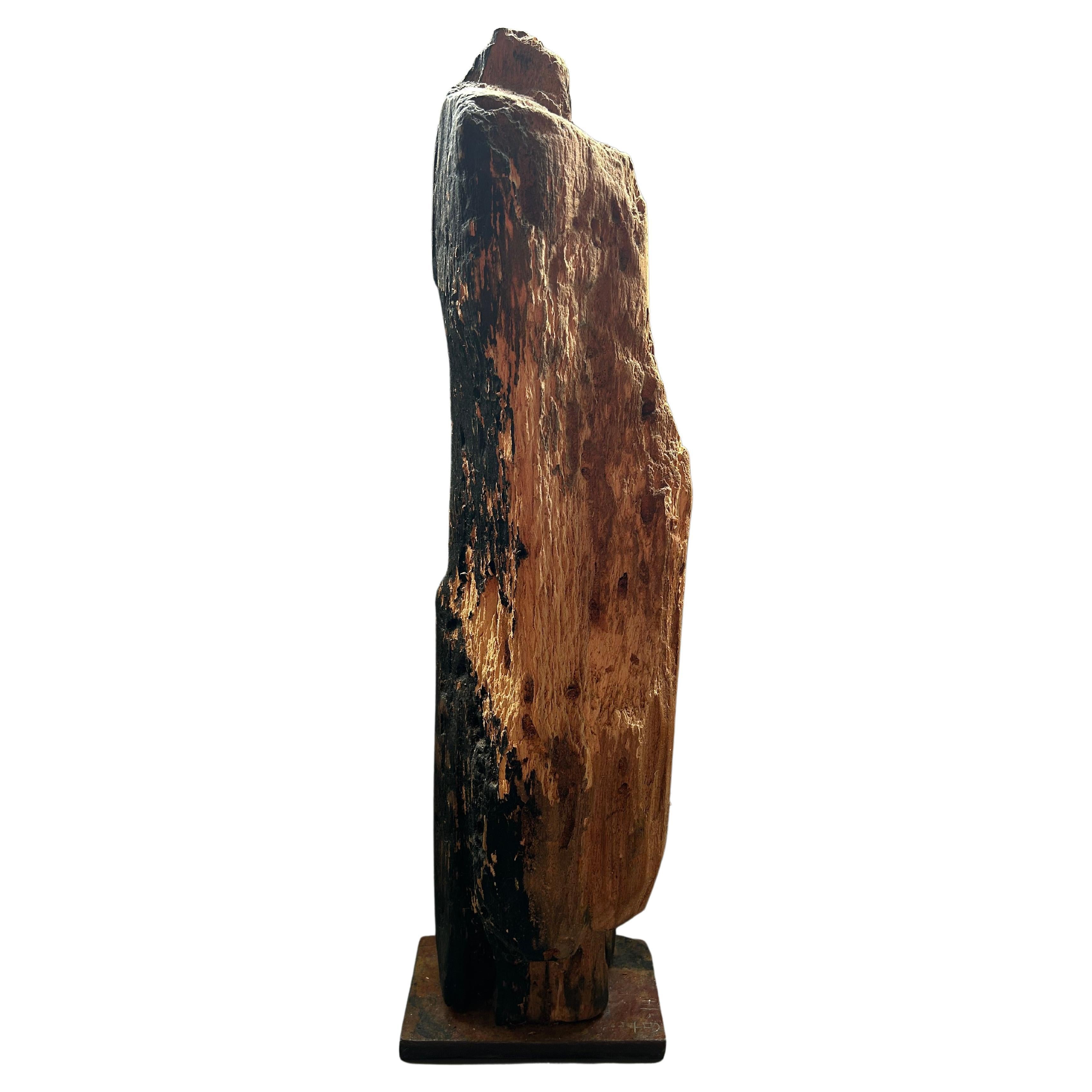Tall Swedish organic wooden wabi sabi style sculpture  For Sale