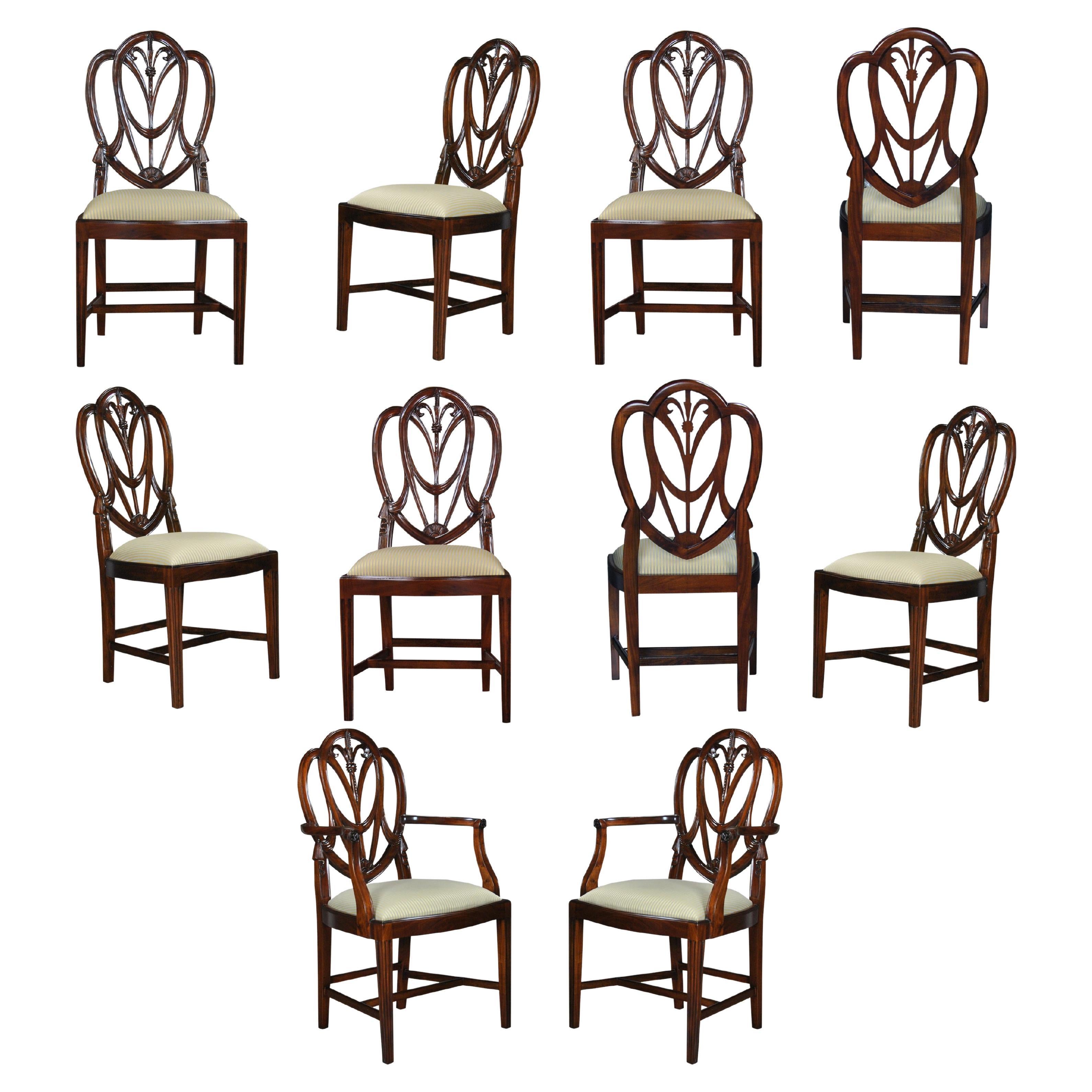 Tall Sweet Heart Chairs, Set of 10 For Sale