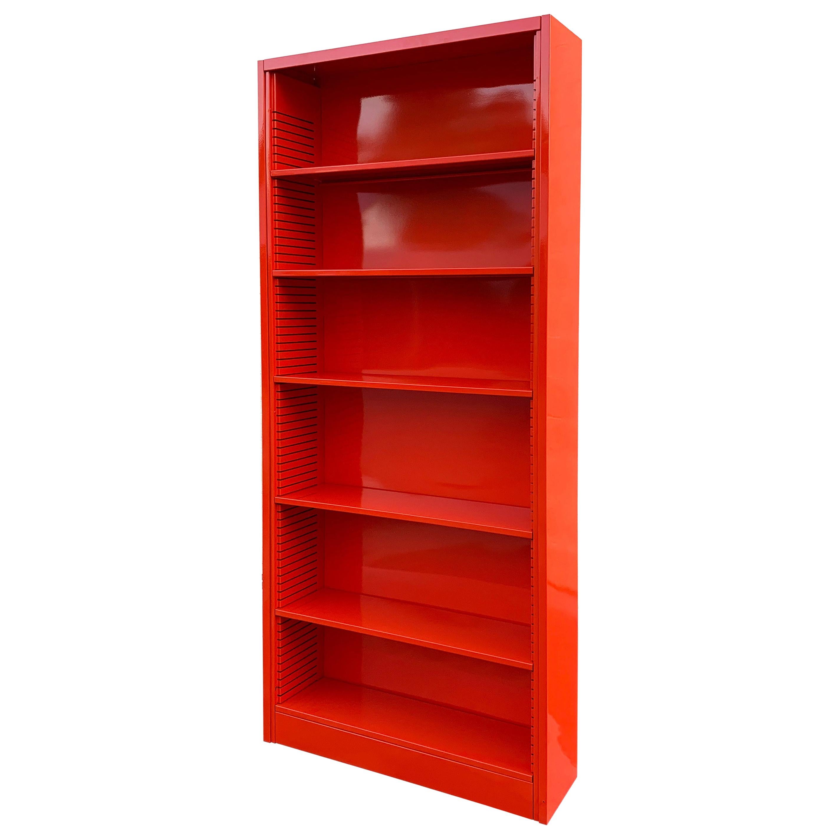 Tall Tanker Bookcase, Custom Refinished in Safety Orange For Sale