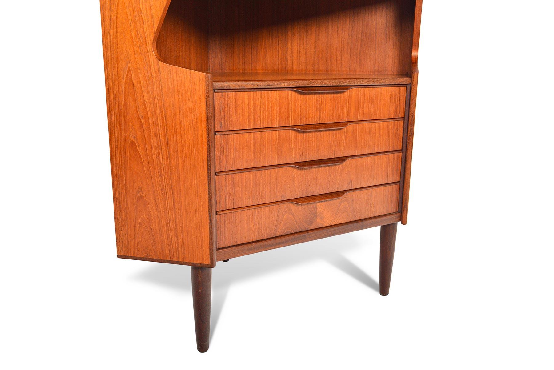 20th Century Tall Teak Corner Unit with Rosewood Bar