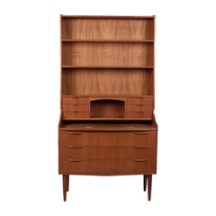 Libreria moderna danese alta in teak / Scrivania per segretaria