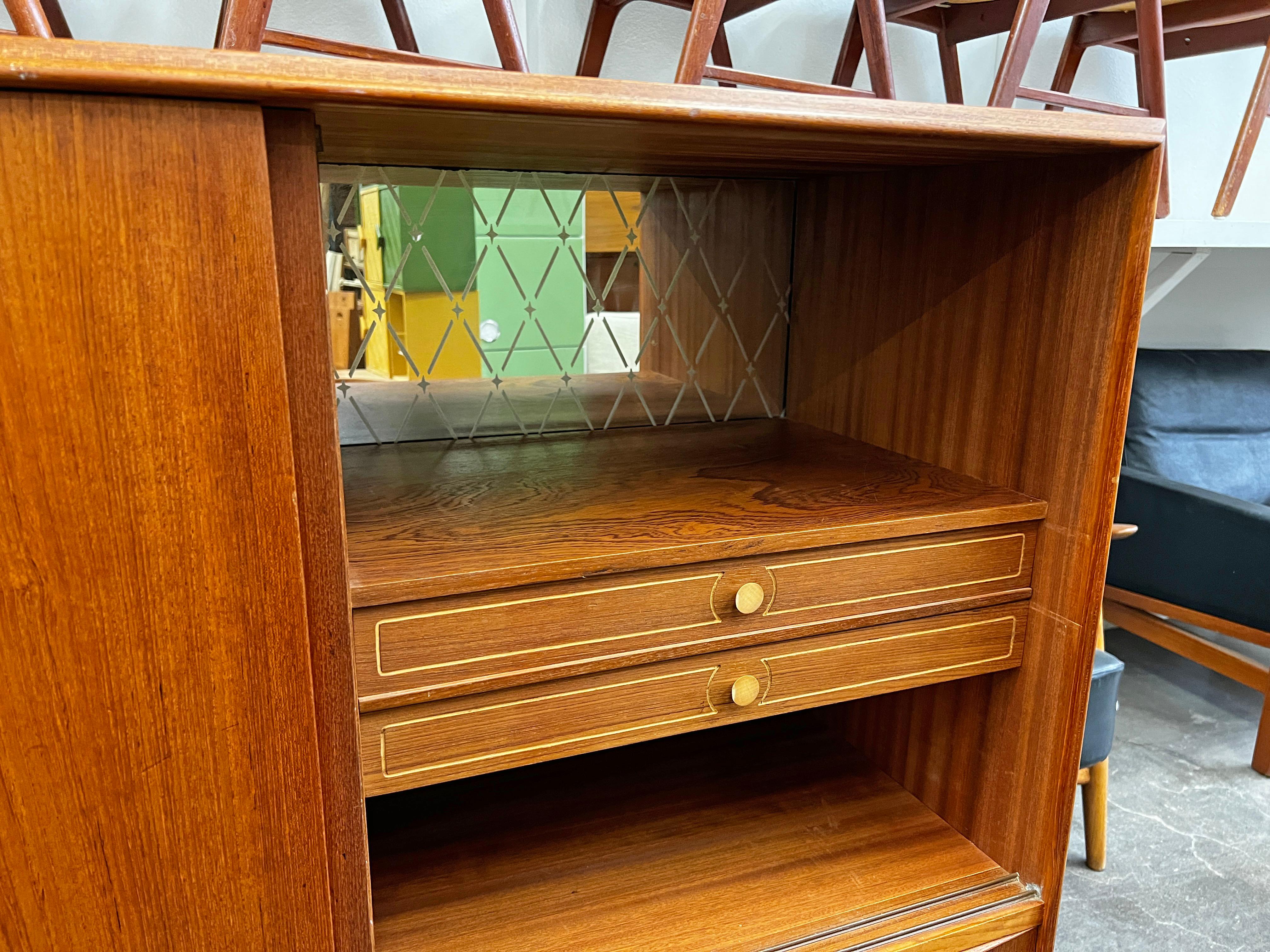 Tall Teak Danish Modern Credenza by E.W. Bach with Bar For Sale 2