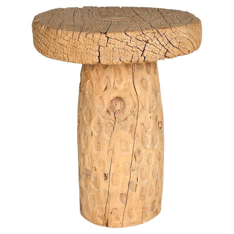 Tall Teak Mill Wheel End Table For Sale