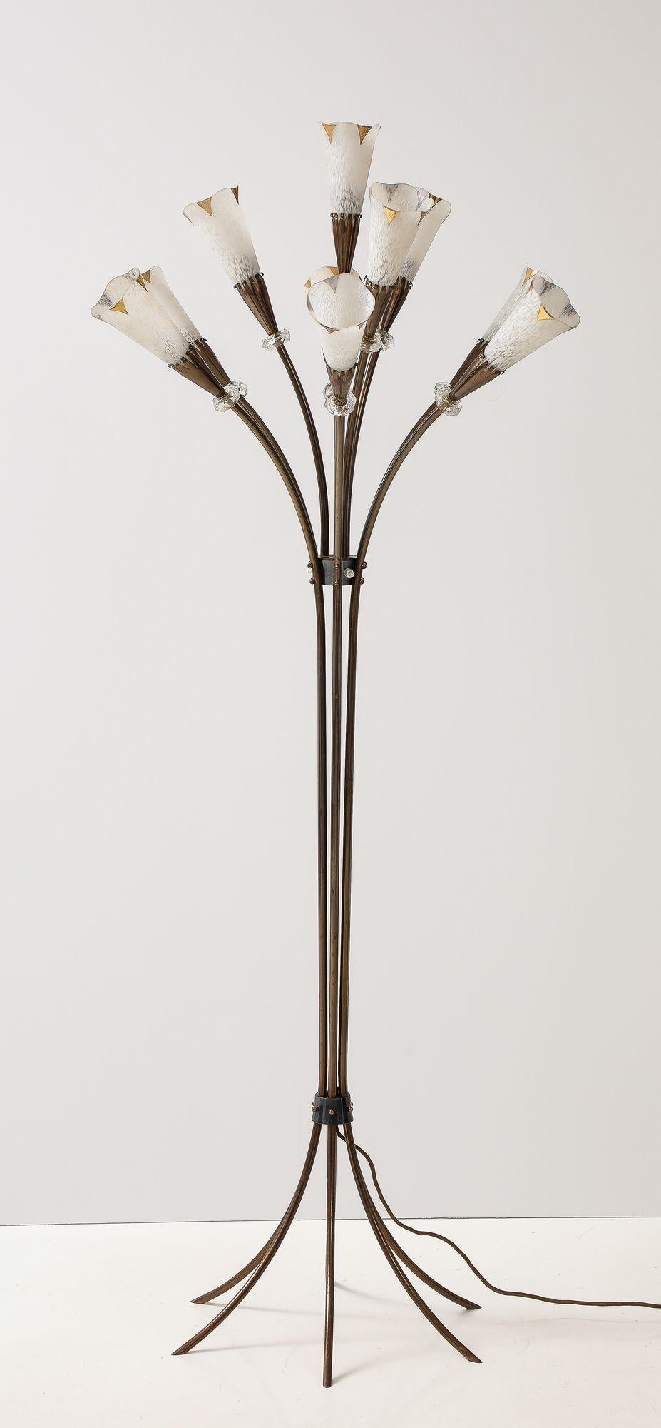 Mid-20th Century Tall Ten Light French Floor Lamp For Sale
