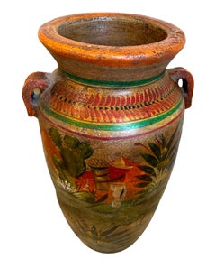 Tall Terracotta Mexican Floor Vase