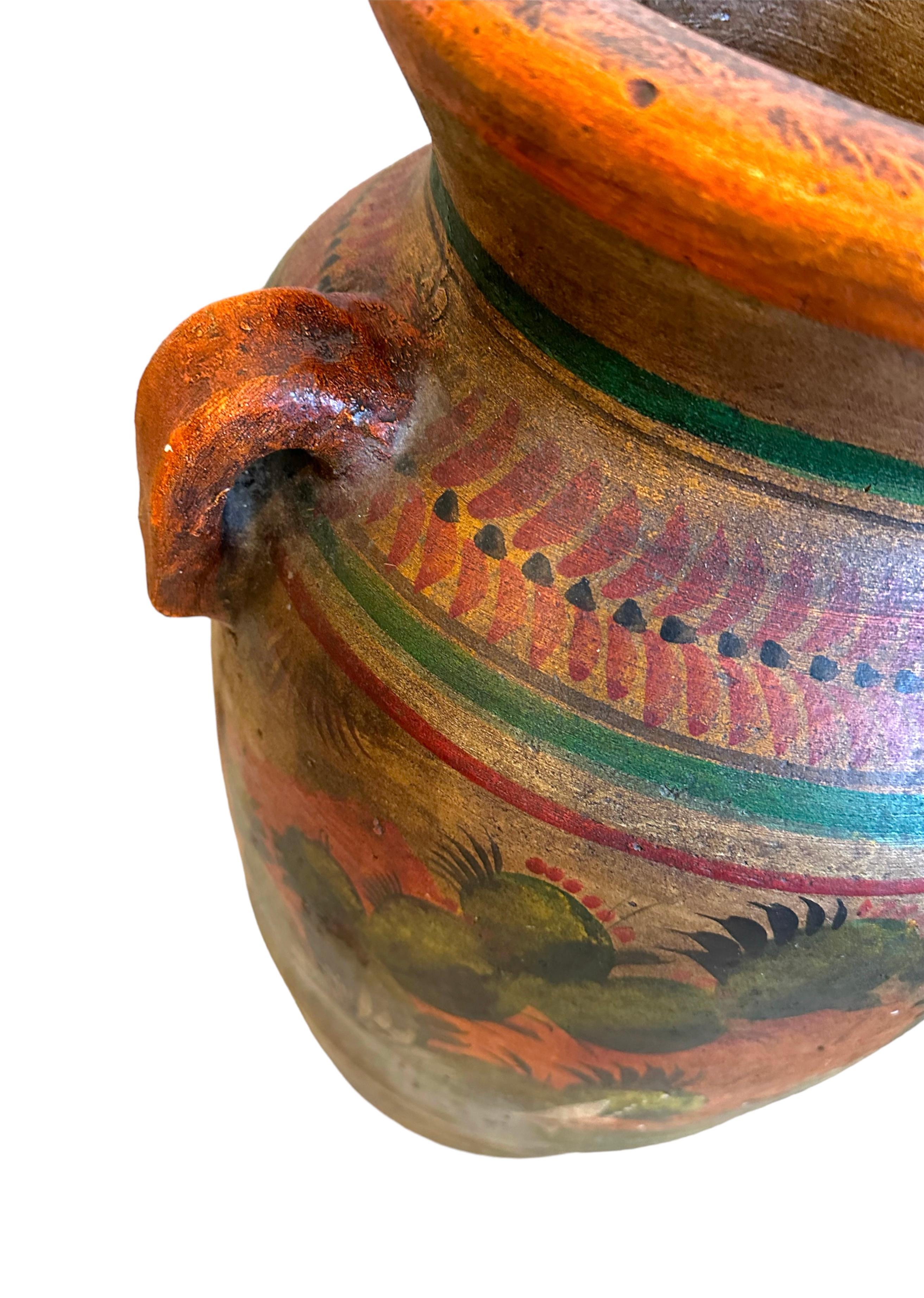 Tall Terracotta Mexican Floor Vase  In Good Condition For Sale In Jupiter, FL