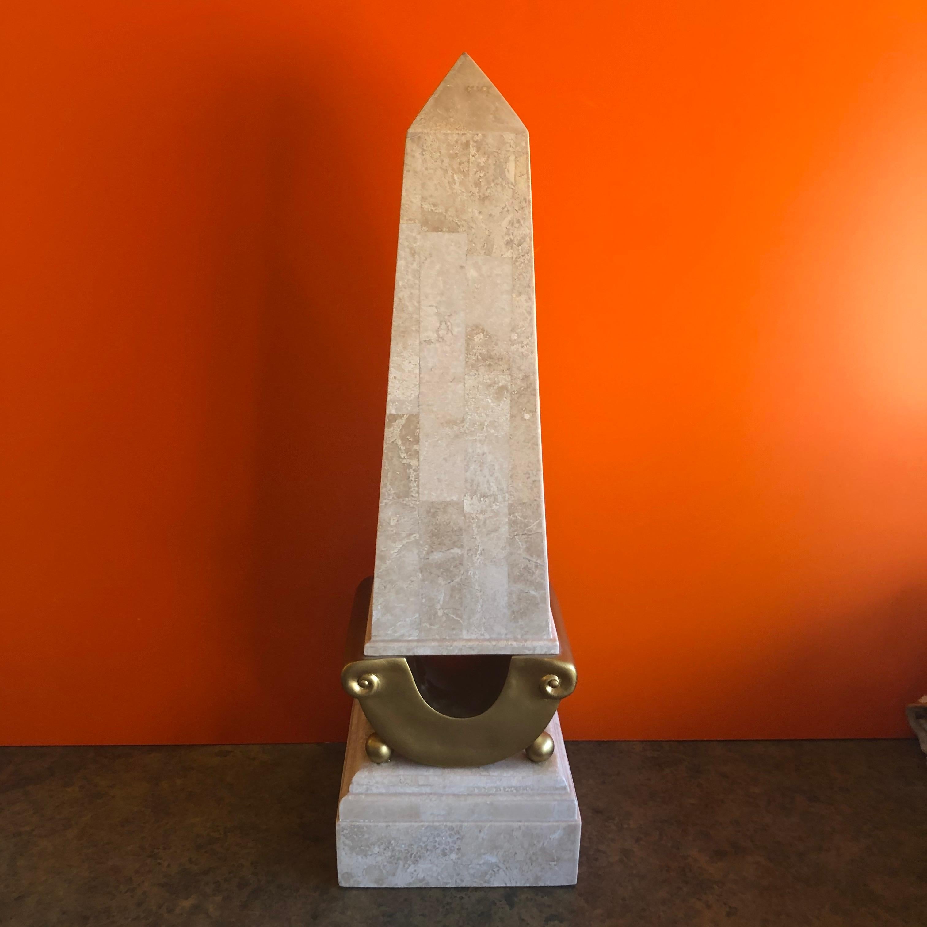 Post-Modern Tall Tessellated Stone Obelisk in the Style of Marquis of Beverly Hills