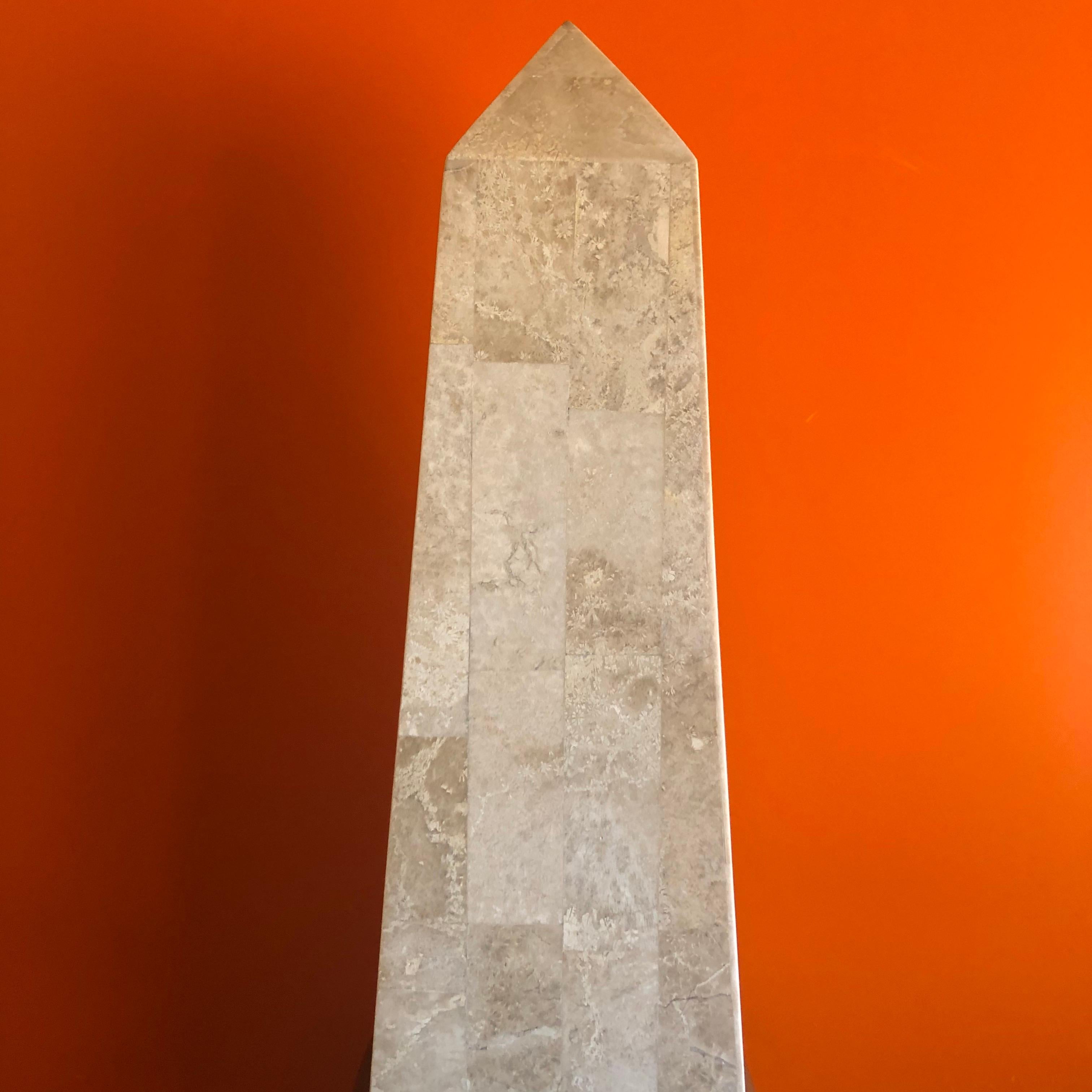 Tall Tessellated Stone Obelisk in the Style of Marquis of Beverly Hills 1